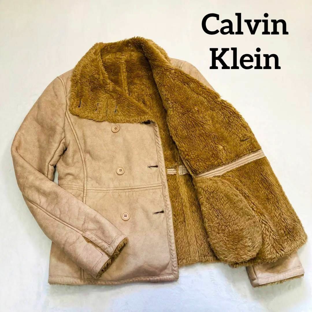 Calvin Klein(カルバンクライン)のCalvin Klein　ジャケット　ダブル　ボア　スエード　キャメル　ブルゾン レディースのジャケット/アウター(ブルゾン)の商品写真