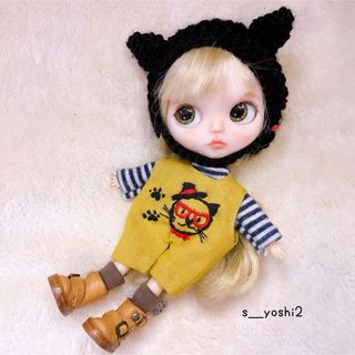 【3点黒猫ちゃん刺繍set】ポップマートブライス　オビツ11 アウトフィット(その他)