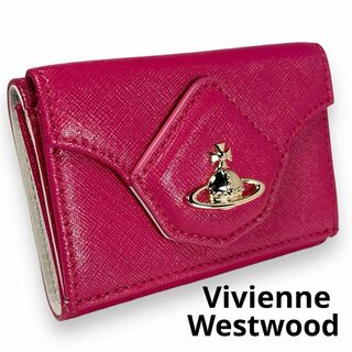 ヴィヴィアンウエストウッド(Vivienne Westwood)の極美品 ヴィヴィアンウエストウッド 折財布 三つ折り ピンク バイカラー レザー(財布)