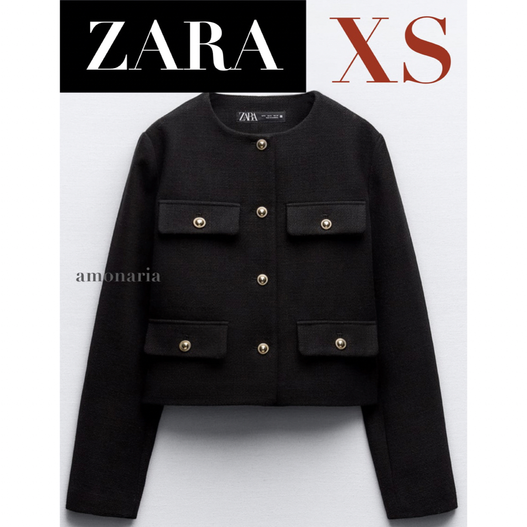 ZARA - 【新品】ZARA フラップクロップドジャケット ノーカラー