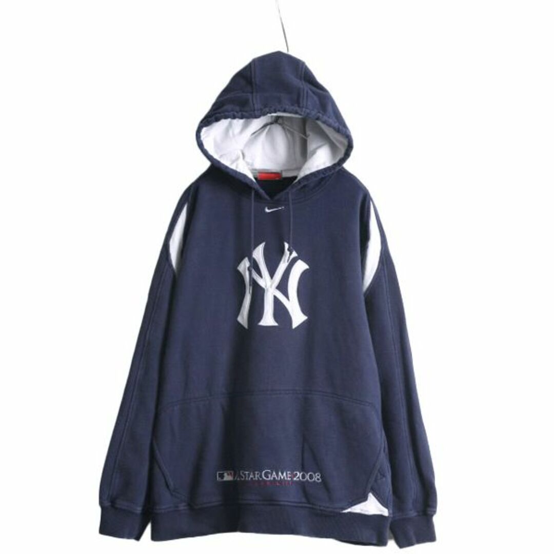 MLB L】ナイキ NY ヤンキース 刺繍ロゴ スウェット パーカー 紺 - トップス MLB L】ナイキ NY ヤンキース 刺繍ロゴ スウェット パーカー 紺 - トップス