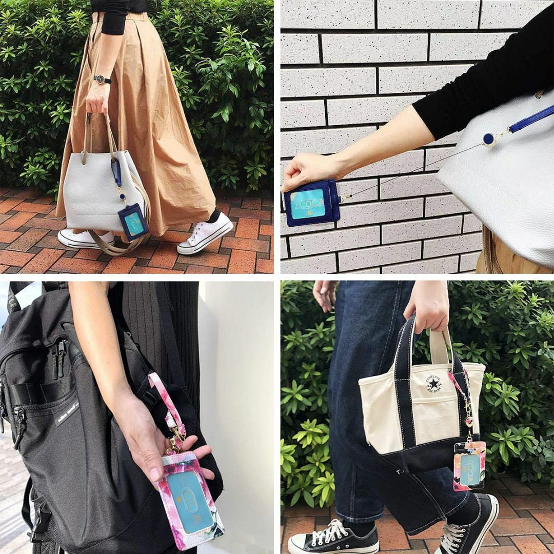 【在庫処分】パスケース リール付き カードホルダー 定期入れ 伸縮 リール リボ レディースのバッグ(その他)の商品写真
