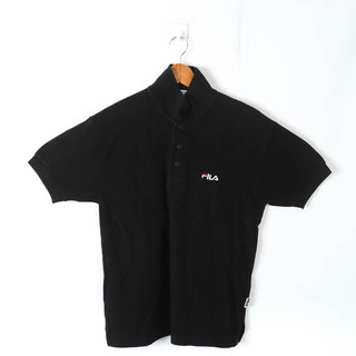 FILA - フィラ ポロシャツ 半袖 コットン100% スポーツウエア トップス Lサイズ相当 黒 メンズ 95サイズ ブラック FILA