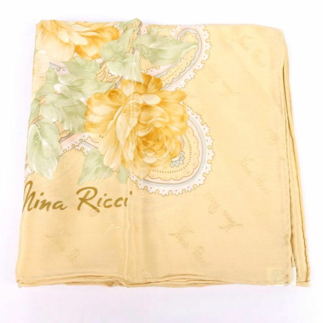 NINA RICCI(ニナリッチ)のニナリッチ スカーフ 花柄 ペイズリー柄 シルク100％ ブランド 小物 レディース ベージュ NINA RICCI レディースのファッション小物(バンダナ/スカーフ)の商品写真