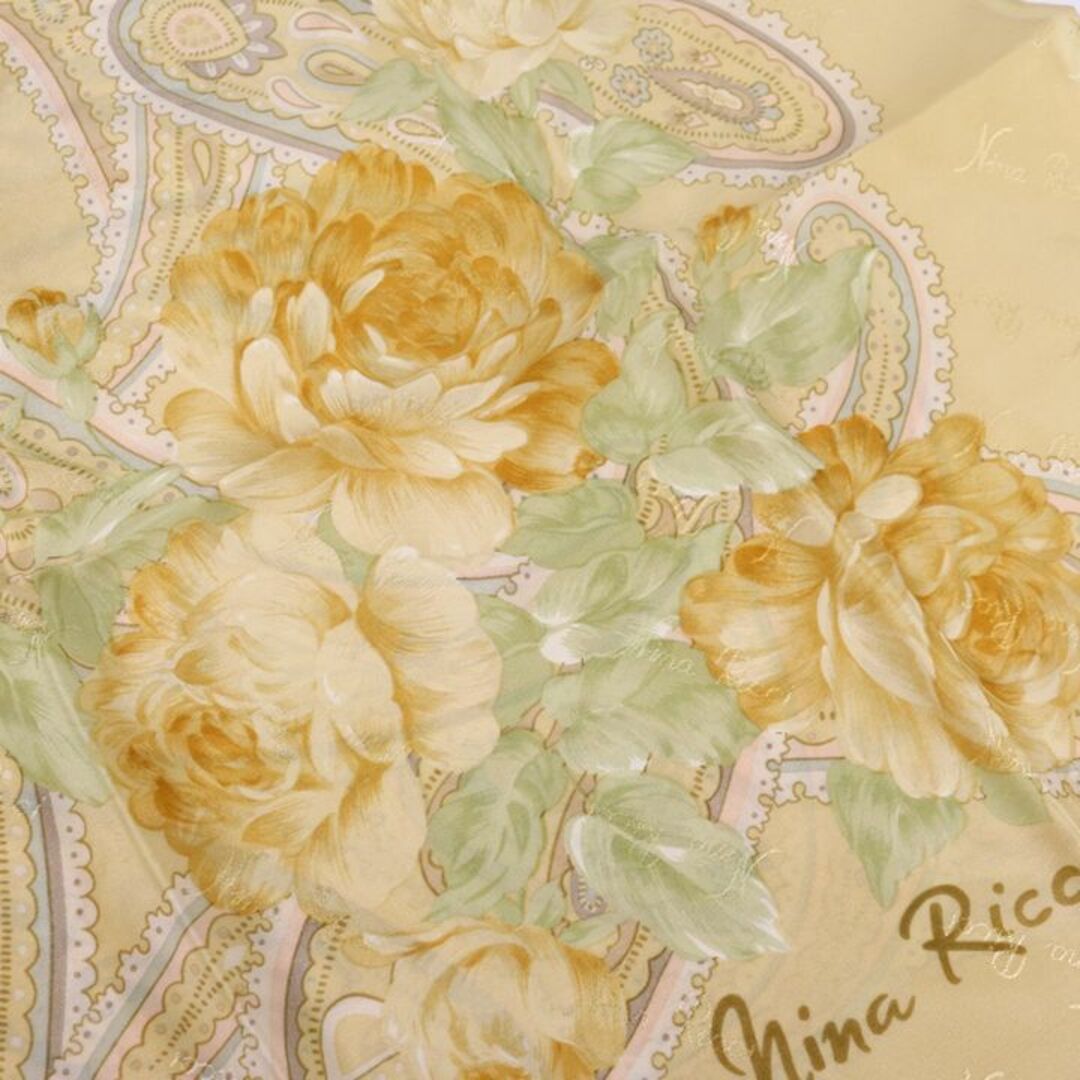 NINA RICCI(ニナリッチ)のニナリッチ スカーフ 花柄 ペイズリー柄 シルク100％ ブランド 小物 レディース ベージュ NINA RICCI レディースのファッション小物(バンダナ/スカーフ)の商品写真