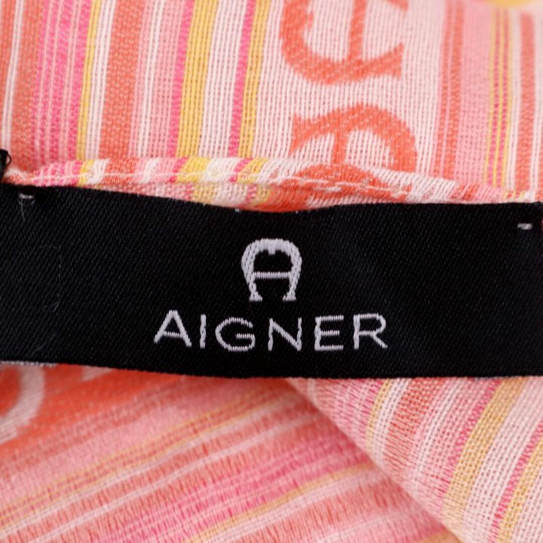 AIGNER(アイグナー)のアイグナー ストール 大判スカーフ ロゴ ボーダー シルク混 ブランド 小物 レディース ピンク AIGNER レディースのファッション小物(バンダナ/スカーフ)の商品写真