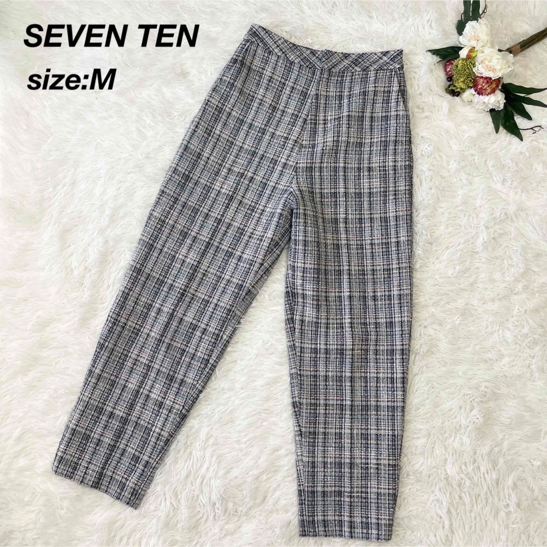 SEVEN TEN by MIHO KAWAHITO ツイードパンツ M 紺約36cm股下