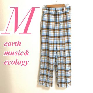 アースミュージックアンドエコロジー(earth music & ecology)のアースミュージックアンドエコロジー M ワイドパンツ チェック柄 カジュアル(カジュアルパンツ)