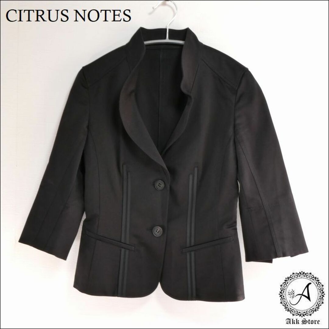 CITRUS NOTES(シトラスノーツ)のCITRUS NOTES レディース ジャケット 七分袖 ギャザー 黒 M レディースのジャケット/アウター(テーラードジャケット)の商品写真