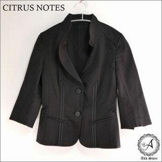 シトラスノーツ(CITRUS NOTES)のCITRUS NOTES レディース ジャケット 七分袖 ギャザー 黒 M(テーラードジャケット)