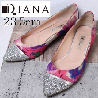 美品　DIANA　パンプス　花柄　リボン　派手　23.0㎝　マルチカラー