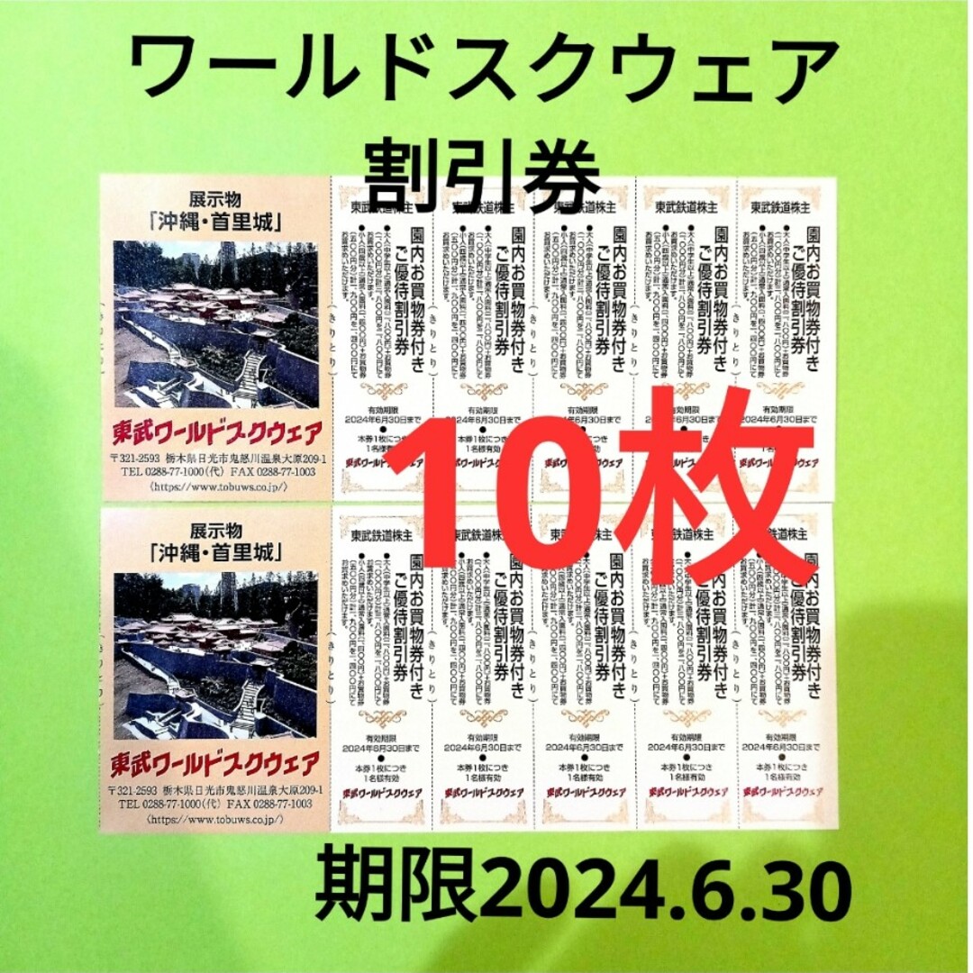 【10枚】東武ワールドスクウェア割引券10枚 チケットの施設利用券(遊園地/テーマパーク)の商品写真