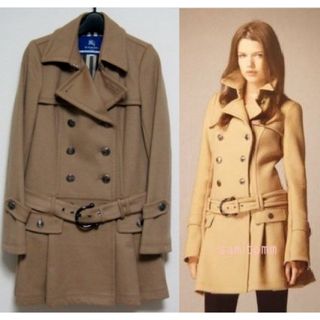 バーバリーブルーレーベル(BURBERRY BLUE LABEL)の新品同様 バーバリーブルーレーベル希少ひなの着プリーツトレンチコート38キャメル(トレンチコート)