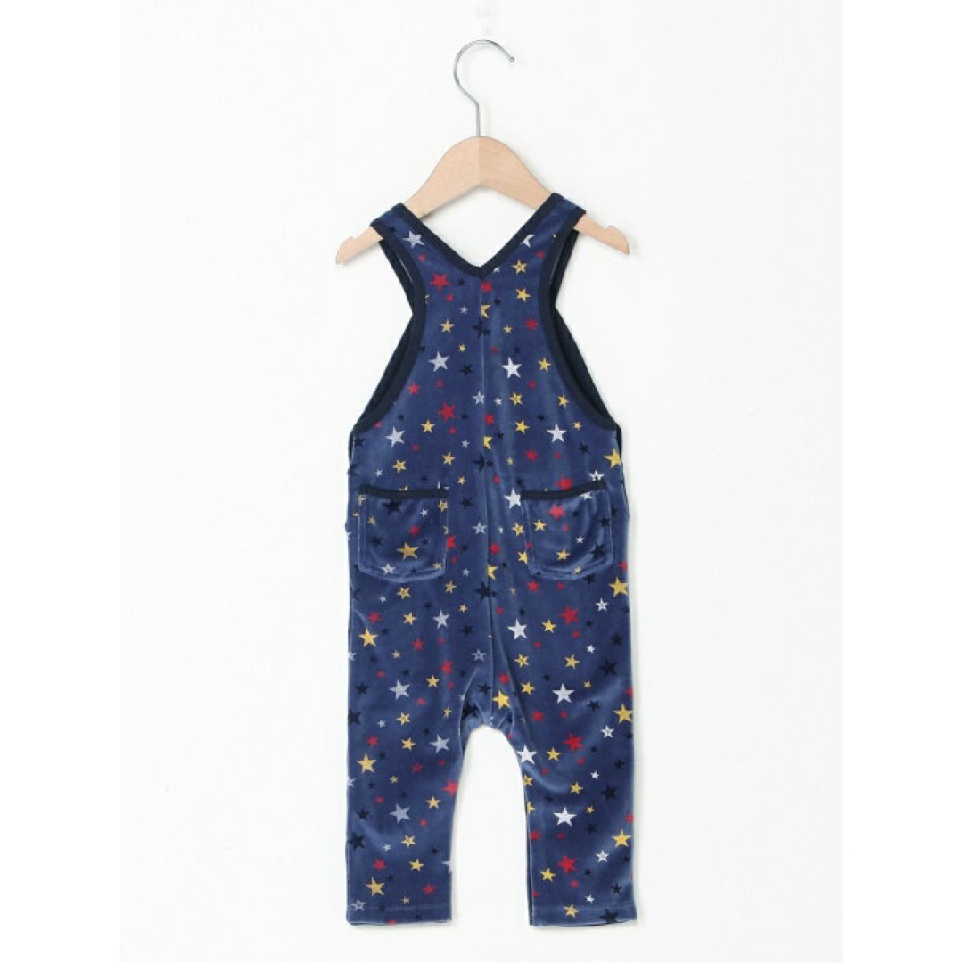 PETIT BATEAU(プチバトー)のプチバトー　サロペット　星プリント　ベロア素材　オーバーオール　スター キッズ/ベビー/マタニティのベビー服(~85cm)(ロンパース)の商品写真