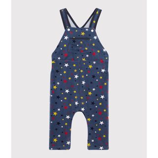 プチバトー(PETIT BATEAU)のプチバトー　サロペット　星プリント　ベロア素材　オーバーオール　スター(ロンパース)