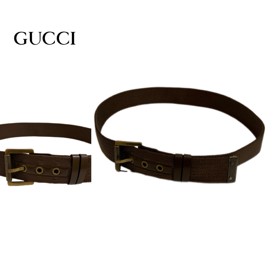 Gucci(グッチ)のGUCCI ITALY製 金具バックルナイロンコットンベルト ミリタリーベルト メンズのファッション小物(ベルト)の商品写真