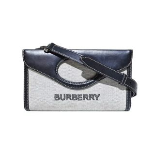 バーバリー(BURBERRY)のバーバリー フォールドオーバー ポケットバッグ ショルダーバッグ キャンバス 黒(ショルダーバッグ)