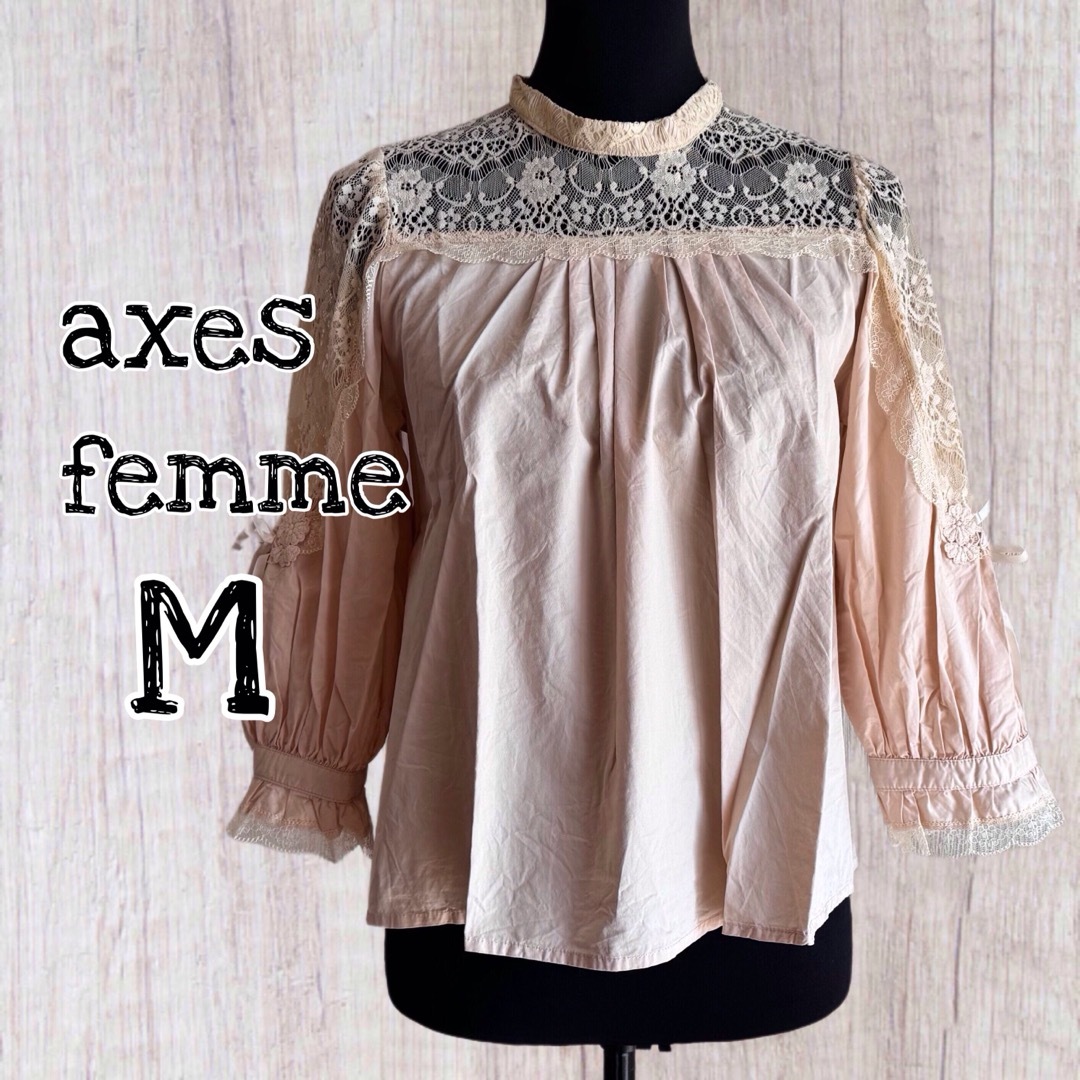 axes femme(アクシーズファム)のaxes femme トップス 肩レースブラウス ５部袖 Mサイズ / USED レディースのトップス(シャツ/ブラウス(長袖/七分))の商品写真