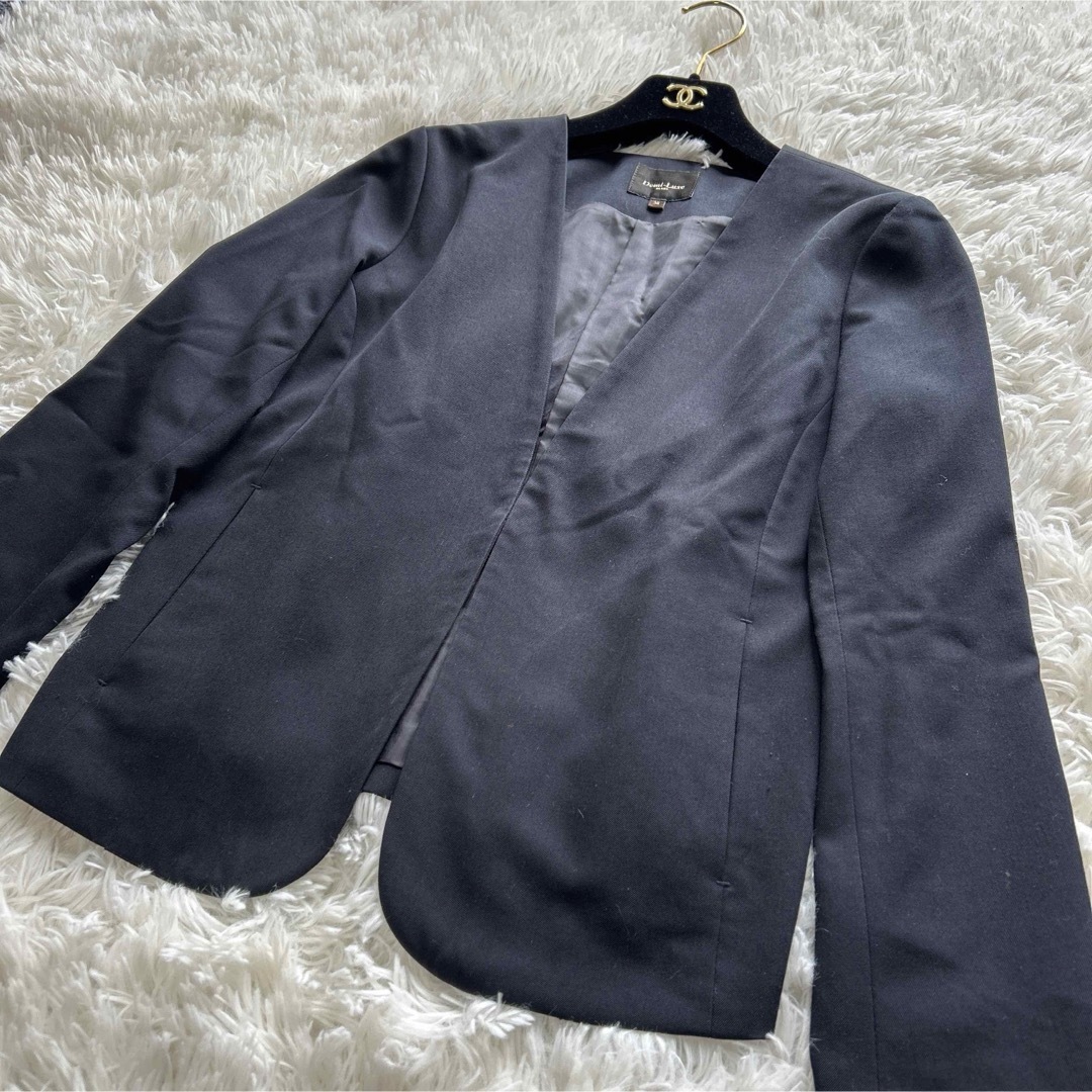 Demi-Luxe BEAMS - Demi-Luxe BEAMS ノーカラージャケット 濃紺