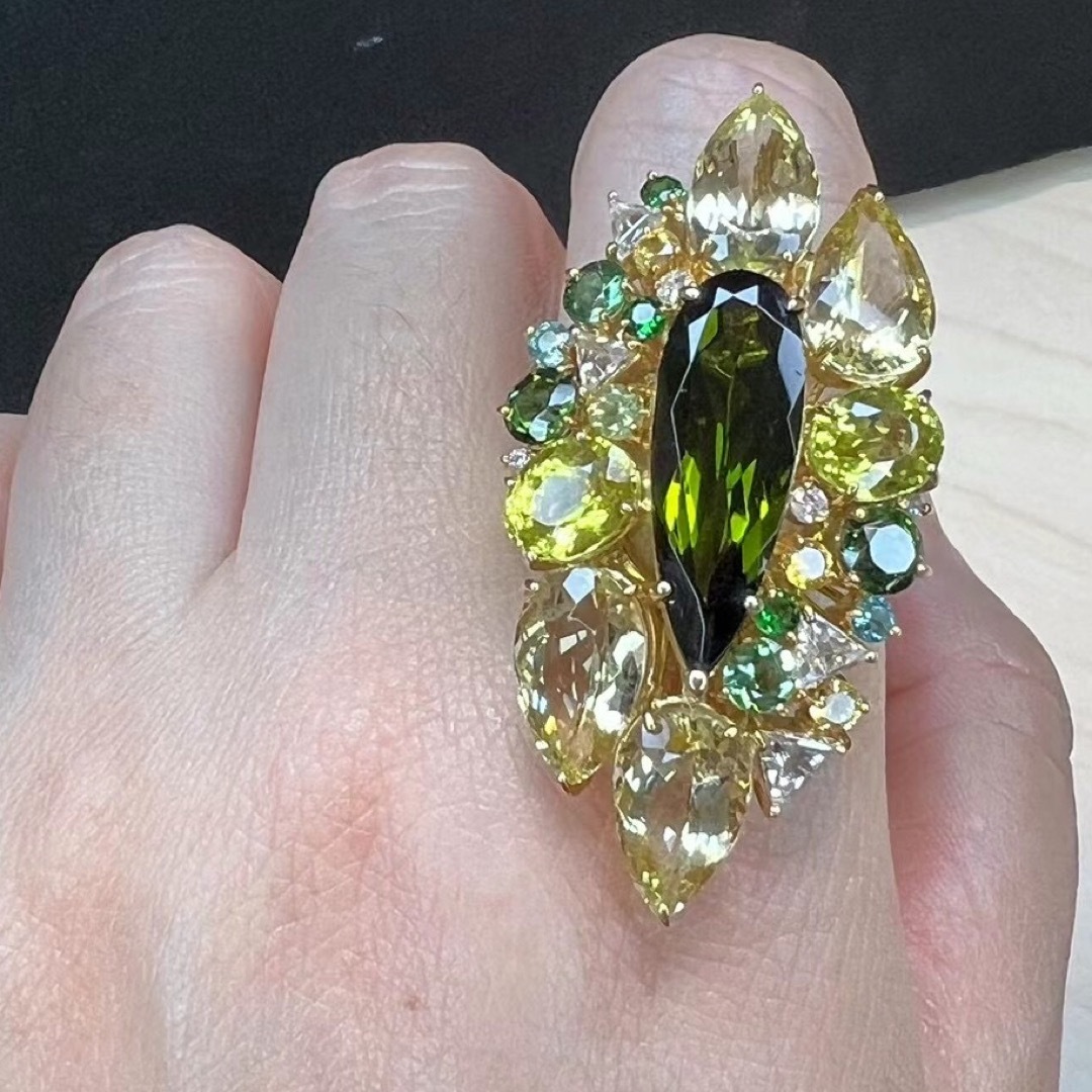 天然トルマリン ダイヤ リング5.04ct k18 r メンズのアクセサリー(リング(指輪))の商品写真