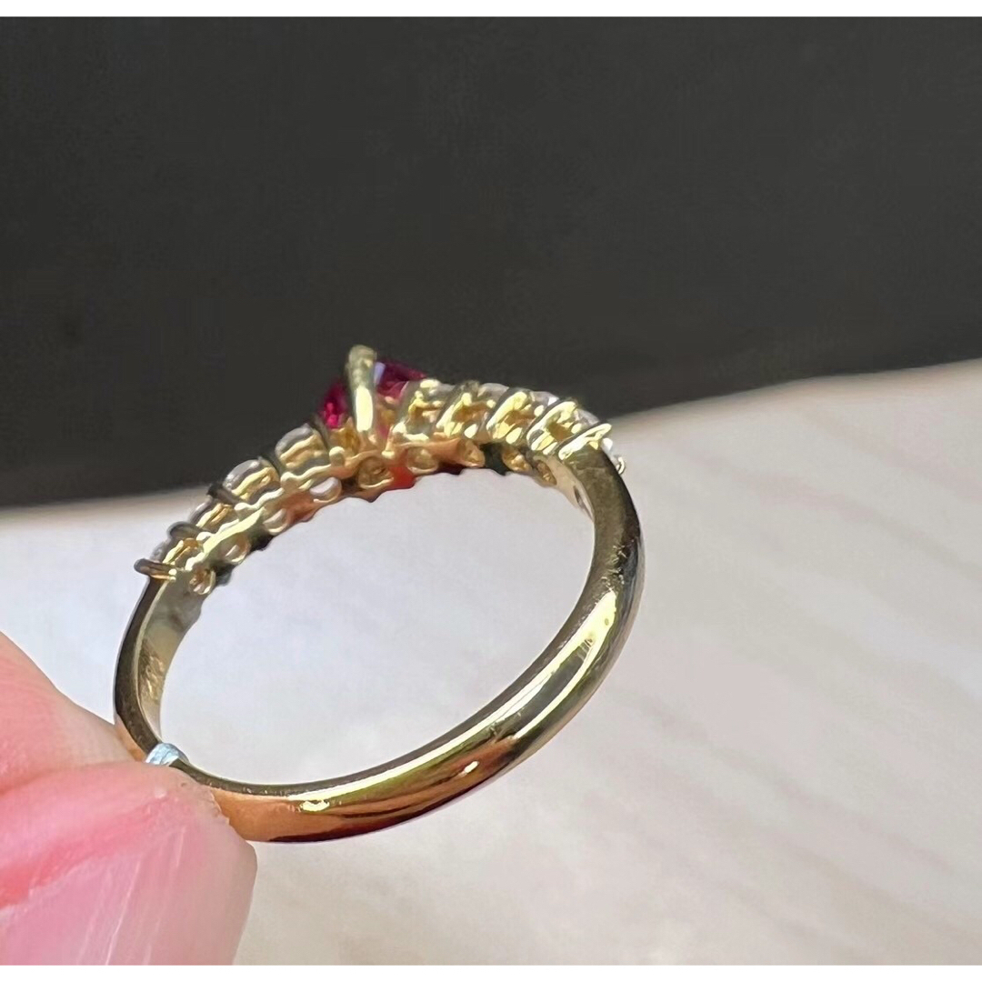 天然ルビー ダイヤモンド リング 0.62ct k18 r レディースのアクセサリー(リング(指輪))の商品写真