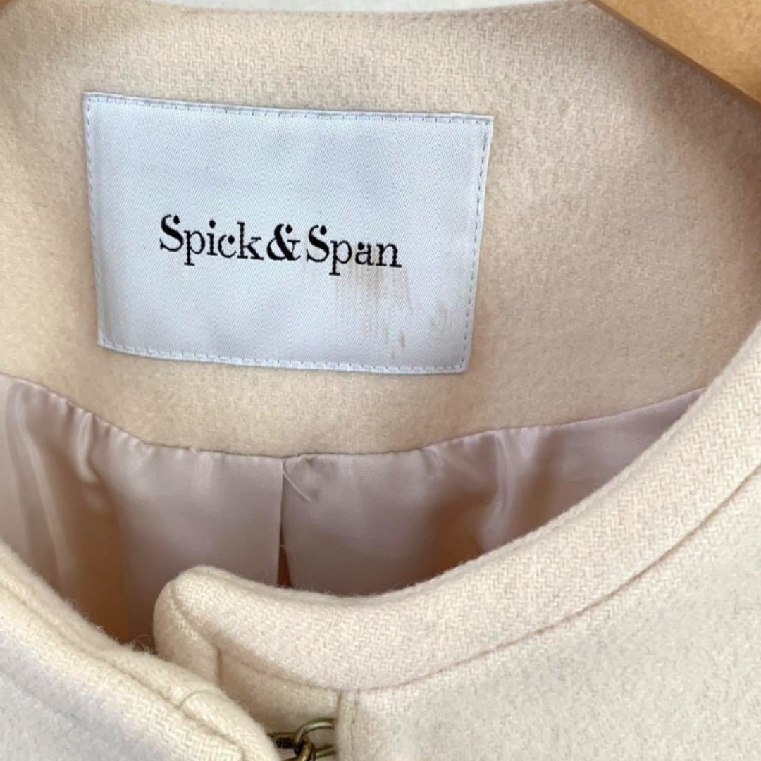 Spick & Span(スピックアンドスパン)のSpick&Span ノーカラーコート ホワイト  シンプル スピック＆スパン レディースのジャケット/アウター(ロングコート)の商品写真