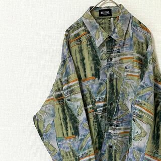 ナチュラルヴィンテージ(natuRAL vintage)のシャツ 長袖 アート 総柄 太アーム ビッグシルエット シルク100%(シャツ)