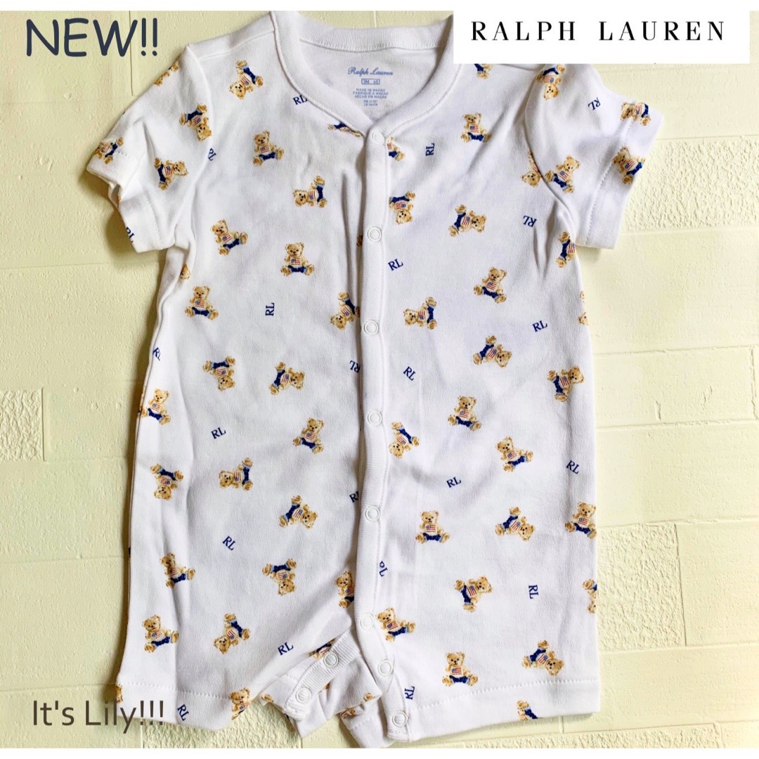 Ralph Lauren(ラルフローレン)の春夏　新作　ラルフローレン　ポロベア　ロンパース　3m60cm キッズ/ベビー/マタニティのベビー服(~85cm)(ロンパース)の商品写真