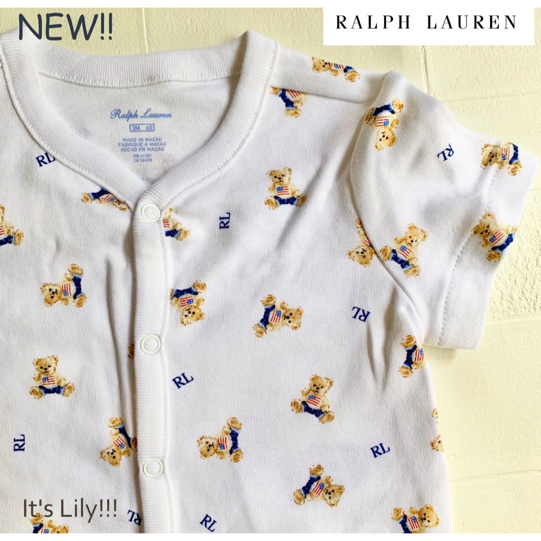 Ralph Lauren(ラルフローレン)の春夏　新作　ラルフローレン　ポロベア　ロンパース　3m60cm キッズ/ベビー/マタニティのベビー服(~85cm)(ロンパース)の商品写真