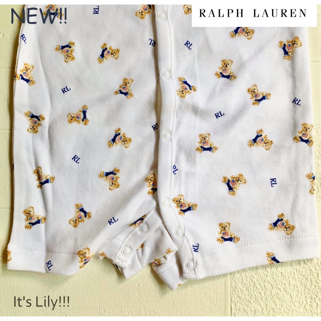 Ralph Lauren(ラルフローレン)の春夏　新作　ラルフローレン　ポロベア　ロンパース　3m60cm キッズ/ベビー/マタニティのベビー服(~85cm)(ロンパース)の商品写真