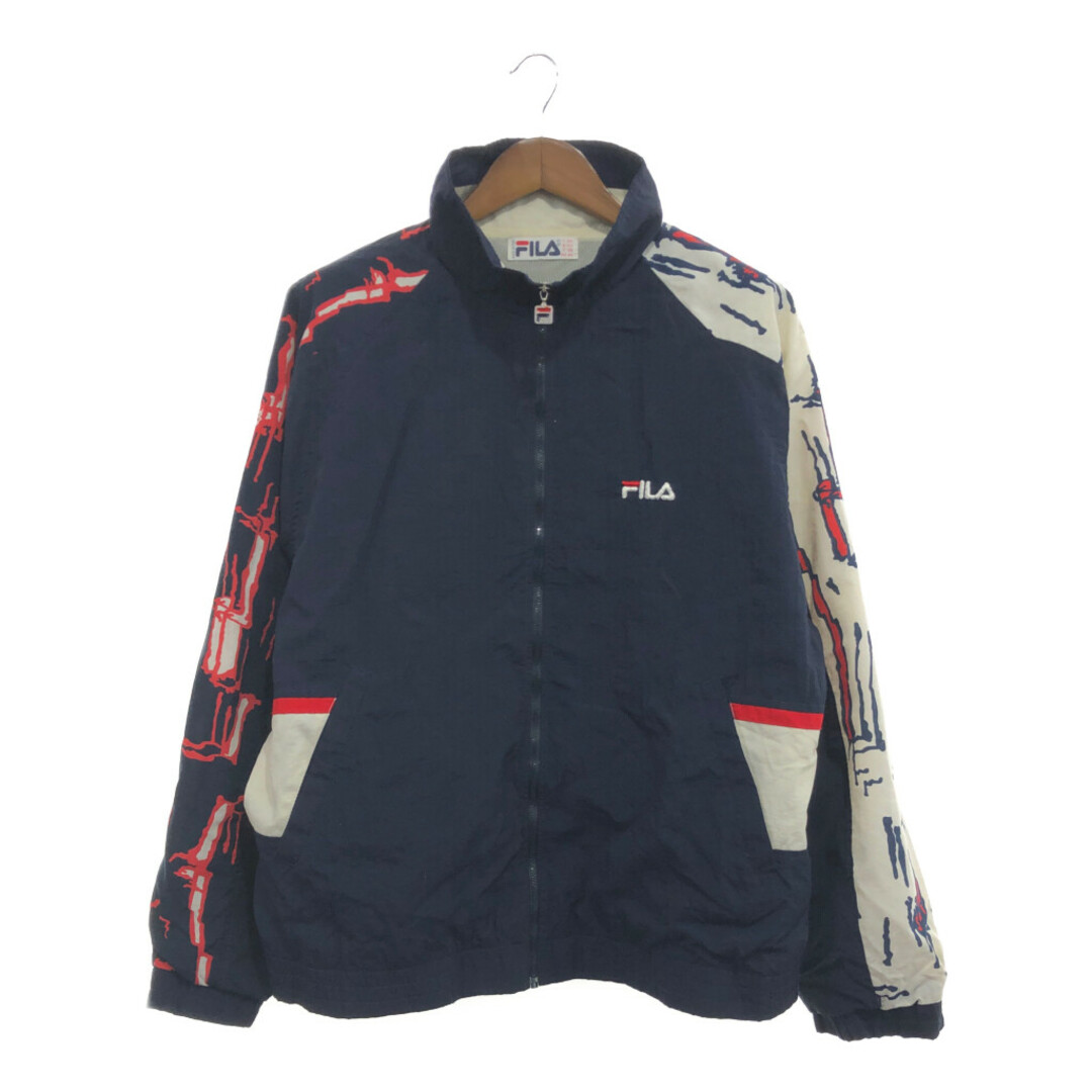 FILA(フィラ)の90年代 イタリア製 FILA フィラ トラックジャケット アウター スポーツ ユーロ ネイビー (メンズ 46) 中古 古着 P6191 メンズのジャケット/アウター(その他)の商品写真