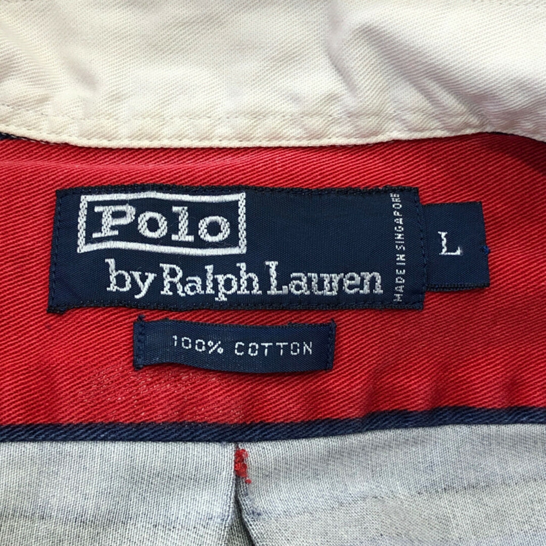 POLO RALPH LAUREN(ポロラルフローレン)の90年代 Polo by Ralph Lauren ポロ ラルフローレン ボーダー ラガーシャツ トップス カジュアル マルチカラー (メンズ L) 中古 古着 P6230 メンズのトップス(シャツ)の商品写真