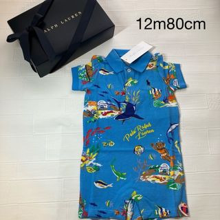 ラルフローレン(Ralph Lauren)の12m80cm  水色　ベア　ロンパース　半袖　ラルフローレン(ロンパース)