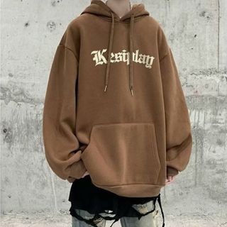 【即完売品】パーカー オーバーサイズ ユニセックス HIPHOP 茶色 おしゃれ(パーカー)