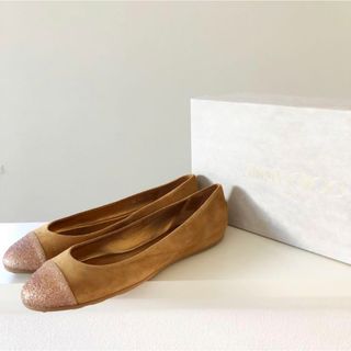 JIMMY CHOO - ジミーチュウ　フラット　シューズ　バレエシューズ  38 ゴールド　キャメル