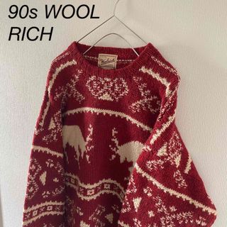 80年代 ウールリッチ WOOLRICH 総柄 ネイティブ柄 ウールニットセーター メンズS ヴィンテージ /eaa36564650cm肩幅