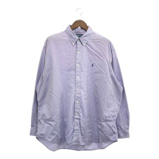 90年代 RALPH LAUREN ラルフローレン BLAKE ボタンダウン 長袖シャツ トップス カジュアル パープル (メンズ XXL) 中古 古着 P6361(シャツ)