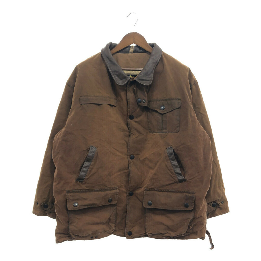 Barbour(バーブァー)の2000年代～ イングランド製 Barbour バブアー ブッシュマン ジャケット オイルド 防寒 ブラウン (メンズ XL相当) 中古 古着 P6382 メンズのジャケット/アウター(その他)の商品写真