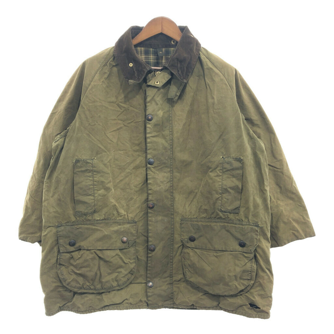 Barbour(バーブァー)の90年代 イングランド製 Barbour バブアー GAMEFAIR ゲームフェア オイルドジャケット 防寒 カーキ (メンズ C44/112CM) 中古 古着 P6392 メンズのジャケット/アウター(その他)の商品写真