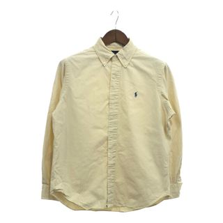 90年代 RALPH LAUREN ラルフローレン コットン シルク ボタンダウン 長袖シャツ トップス イエロー (メンズ Ｍ) 中古 古着 P6396(シャツ)