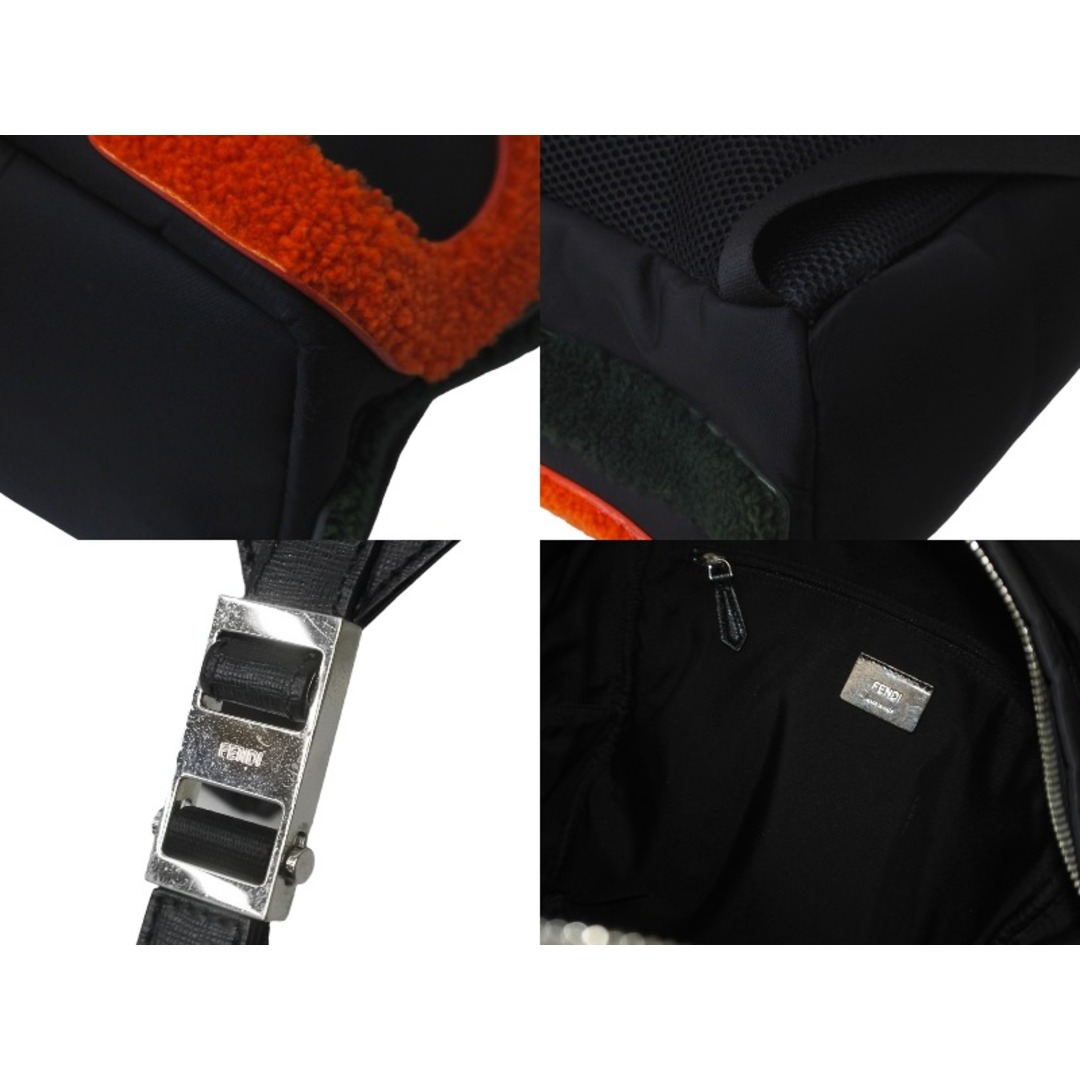 FENDI(フェンディ)のFENDI フェンディ リュック バックパック ブラック ボア ロゴ ナイロン 7VZ012・5PN 4 良品 中古 59624 レディースのバッグ(リュック/バックパック)の商品写真
