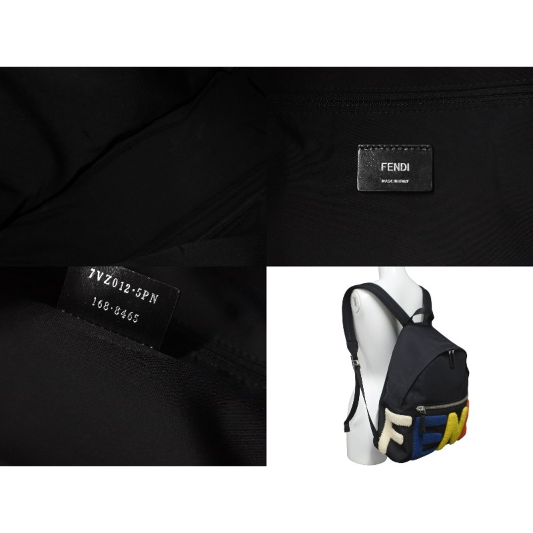 FENDI(フェンディ)のFENDI フェンディ リュック バックパック ブラック ボア ロゴ ナイロン 7VZ012・5PN 4 良品 中古 59624 レディースのバッグ(リュック/バックパック)の商品写真