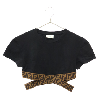 フェンディ(FENDI)のFENDI フェンディ FF Cropped Top ズッカ柄クロップドトップス 半袖Tシャツ ブラック レディース キッズ JFI227 7AJ(Tシャツ(半袖/袖なし))