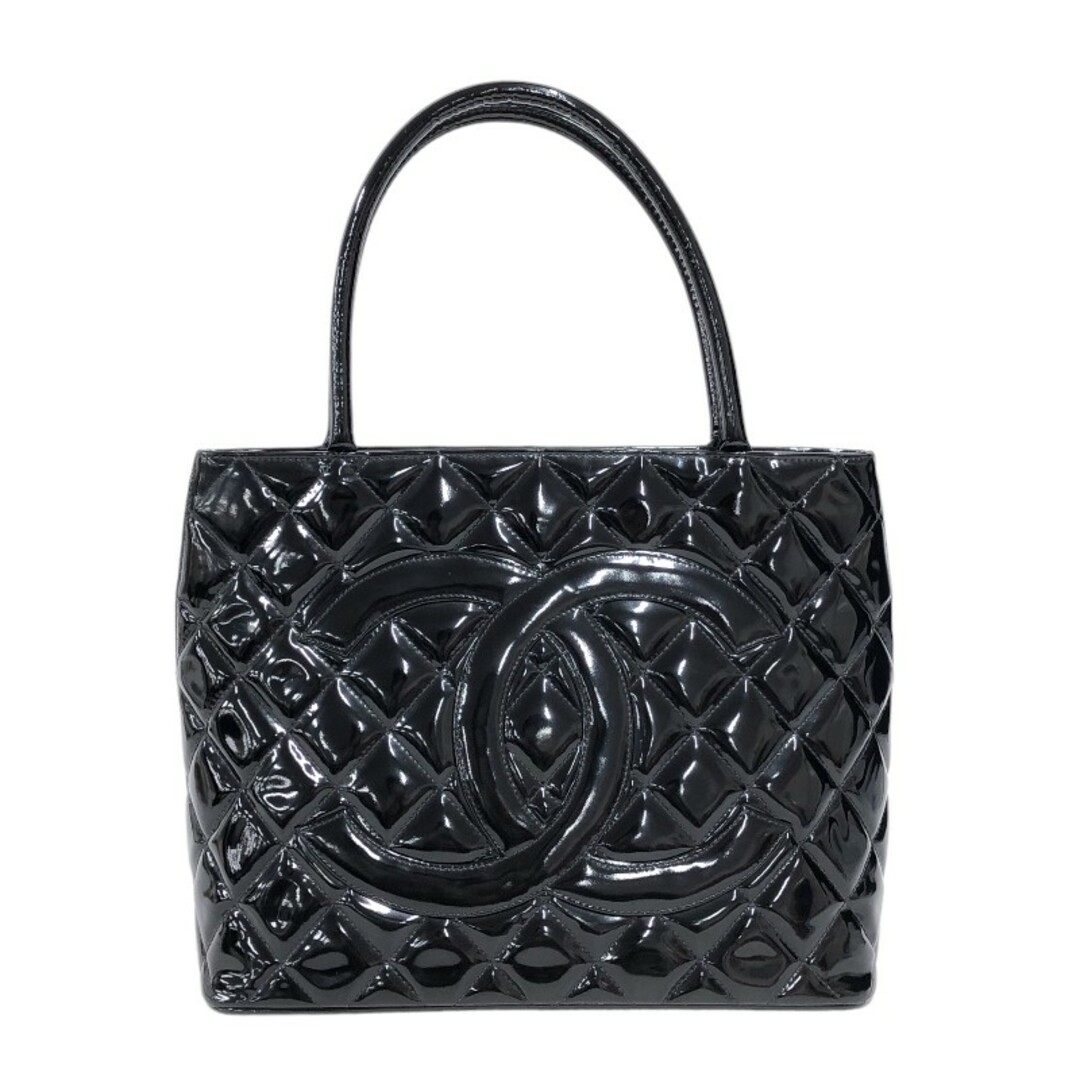 シャネル CHANEL 復刻トート A01804 7番台 ブラック ゴールド金具 エナメル レディース ハンドバッグ約42cm開閉式