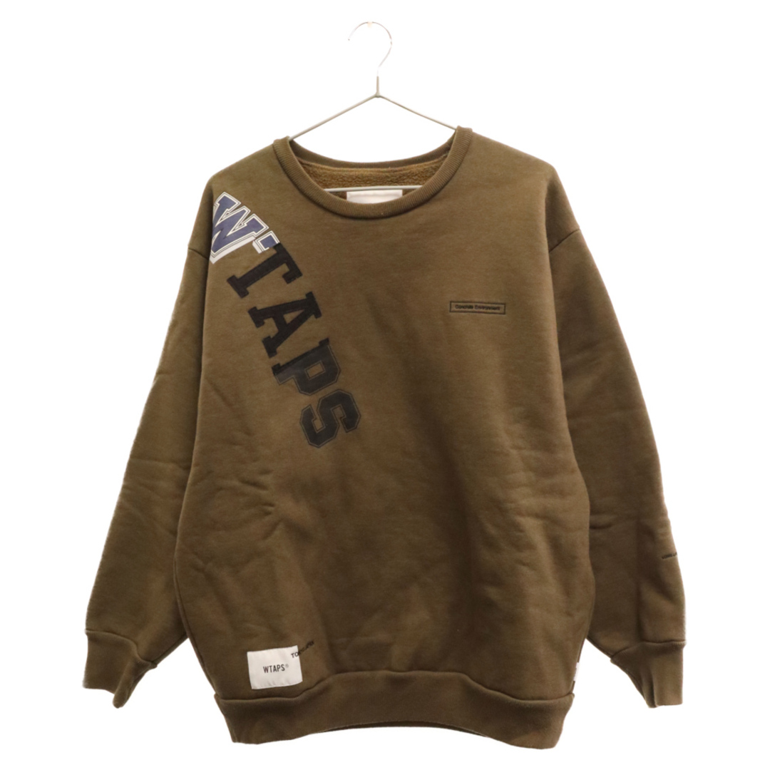 68センチ身幅WTAPS ダブルタップス 20AW KATZ CREW NECK SWEATSHIRTS ロゴクルーネックスウェットトレーナー カーキ 202ATDT-CSM18