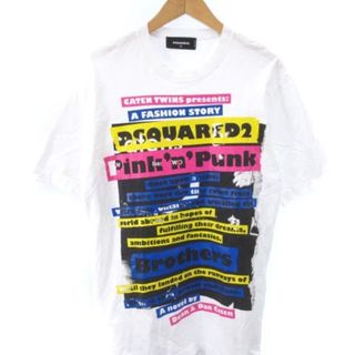 73センチ身幅DSQUARED2 ディースクエアード 19SS テープ ロゴ プリント クルーネック 半袖カットソー Tシャツ ブラック S74GD0477 S20694