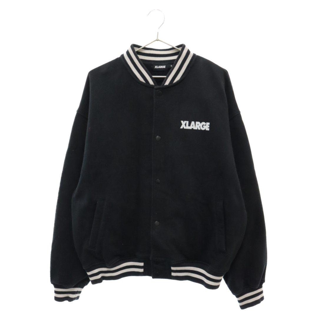 XLARGE(エクストララージ)のX-LARGE エクストララージ SWEAT VARSITY JACKET ロゴプリント スウェットバーシティジャケット ブラック 101223021008 メンズのジャケット/アウター(フライトジャケット)の商品写真