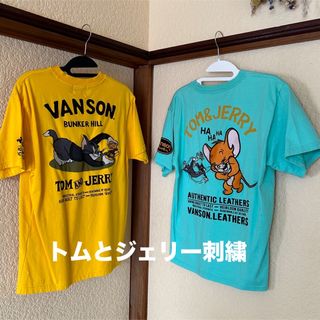 バンソン(VANSON)のトムとジェリー　刺繍　Tシャツ(Tシャツ/カットソー(半袖/袖なし))