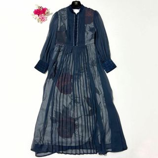 アメリヴィンテージ(Ameri VINTAGE)のAMERI ELLA VEIL DRESS ネイビー Mサイズ 2020AW(ロングワンピース/マキシワンピース)