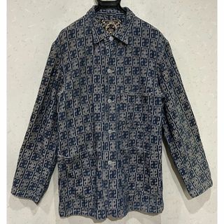 エビス(EVISU)の＊EVISU 総柄 インディゴ ジャガード カバーオール ジャケット 40(カバーオール)